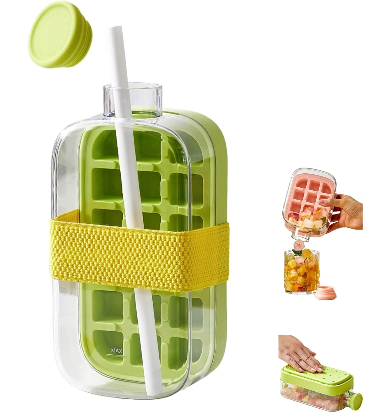 2-in-1 Ice Cube Bottle Mold - Press and Release