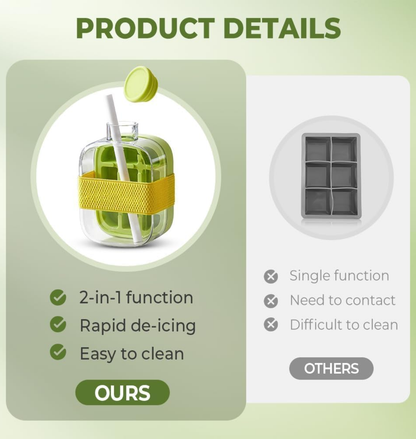 2-in-1 Ice Cube Bottle Mold - Press and Release