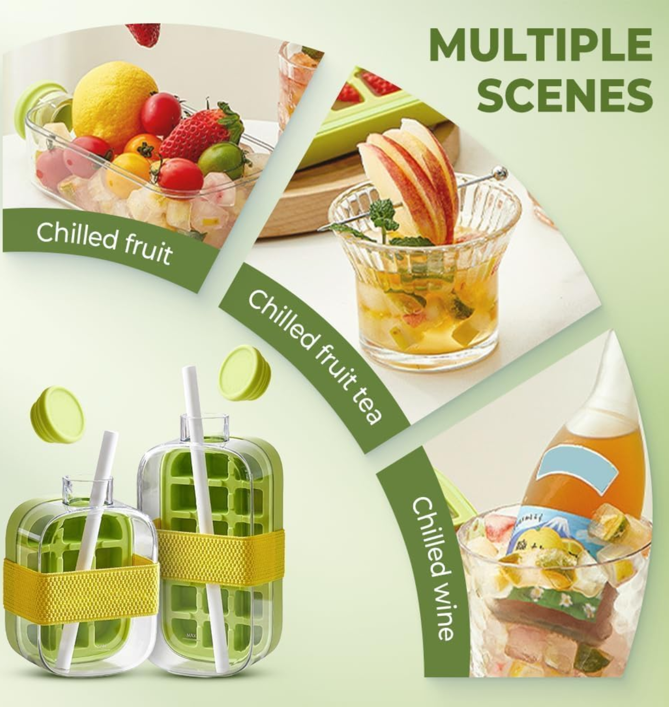 2-in-1 Ice Cube Bottle Mold - Press and Release